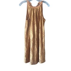 Doe & Rae Rust Lace Dress Midi Lined Ruffles Halter Cutout Excellent Condition.